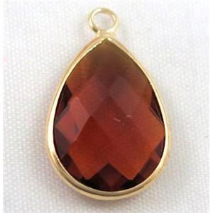 Chinese crystal glass pendant, faceted teardrop, approx 18x25mm [GSICC607-18X25MM]