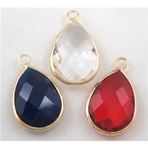 Chinese crystal glass pendant, faceted teardrop, approx 18x25mm [GSICC608-18X25MM]