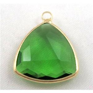 Chinese crystal glass pendant, faceted triangle, approx 18x18x18mm [GSICC609]