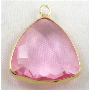 Chinese crystal glass pendant, faceted triangle, approx 18x18x18mm [GSICC610]