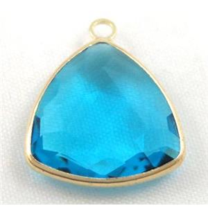 Chinese crystal glass pendant, faceted triangle, approx 18x18x18mm [GSICC611]