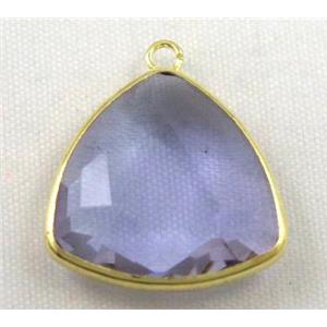 Chinese crystal glass pendant, faceted triangle, approx 18x18x18mm [GSICC613]