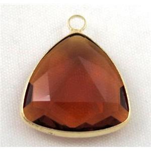 Chinese crystal glass pendant, faceted triangle, approx 18x18x18mm [GSICC615]