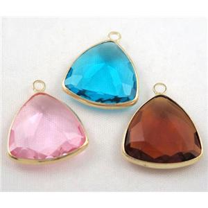 Chinese crystal glass pendant, faceted triangle, approx 18x18x18mm [GSICC616]