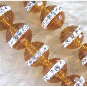 Chinese crystal bead with rhinestone, faceted round, approx 6mm dia, 67pcs per st [GSICC643-6MM]