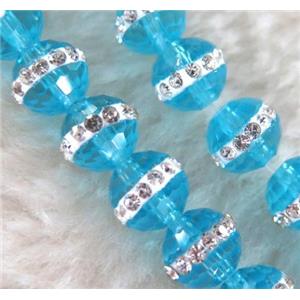 Chinese crystal bead with rhinestone, faceted round, approx 6mm dia, 67pcs per st [GSICC649-6MM]
