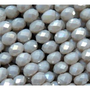 Chinese crystal bead, faceted rondelle, grey AB color, approx 8mm dia, 68pcs per st [GSICC697-8MM]