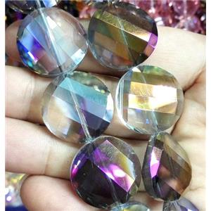 chinese crystal bead, faceted, twist round, approx 18mm dia, 20pcs per st [GSICC699-18MM]