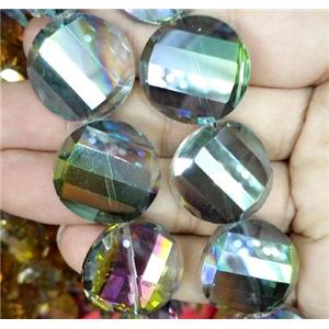 chinese crystal bead, faceted, twist round, approx 22mm dia, 15pcs per st [GSICC709-22MM]
