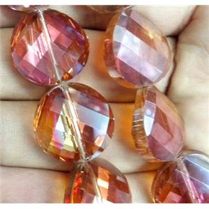 chinese crystal bead, faceted, twist round, approx 22mm dia, 15pcs per st [GSICC711-22MM]