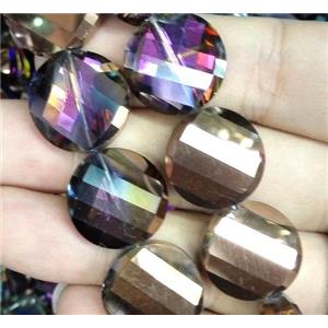 chinese crystal bead, faceted, twist round, approx 22mm dia, 15pcs per st [GSICC714-22MM]