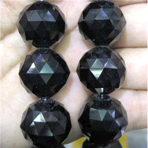 Chinese crystal bead, faceted round, black, approx 20mm dia, 12pcs per st [GSICC717]