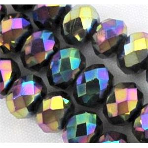 Chinese crystal glass bead, Faceted rondelle, rainbow, 4mm dia, 150pcs per st [GSICC74-4MM]