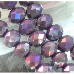 Chinese crystal glass bead, Faceted rondelle, purple AB color, 10mm dia, 72pcs per st [GSICC77-10MM]