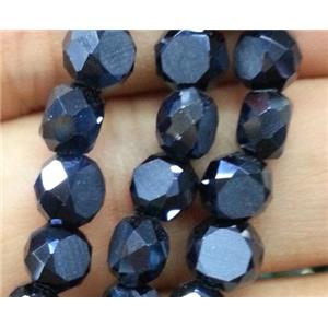 Chinese crystal glass bead, faceted flat round, black, approx 4mm dia, 100pcs per st [GSICC82]