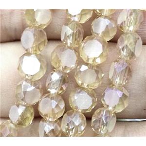 Chinese crystal glass bead, faceted flat round, silver champagne, approx 4mm dia, 100pcs per st [GSICC86]