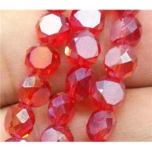 Chinese crystal glass bead, faceted flat round, red, approx 4mm dia, 100pcs per st [GSICC87]