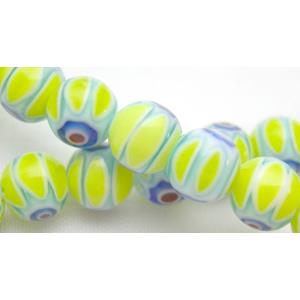 16 inch String of Round Millefiori Glass-Single flower, 6mm dia, 69beads per st [GSMR6MM002]