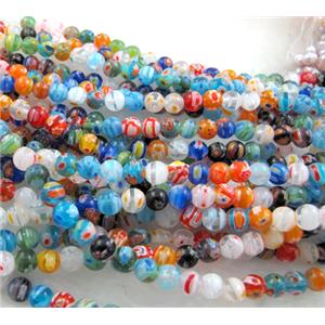 Millefiori Glass Beads, round, mix color, approx 8mm dia [GSMR6MM011-8MM]