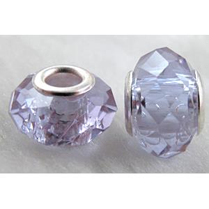 crystal glass beads, faceted rondelle, lavender, approx 14mm dia, 8mm thin, hole: 4.7mm [GSPB03]