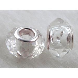 crystal glass beads, faceted rondelle, clear, approx 14mm dia, 8mm thin, hole: 4.7mm [GSPB05]