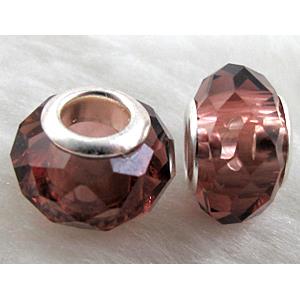 crystal glass beads, faceted rondelle, purple, approx 14mm dia, 8mm thin, hole: 4.7mm [GSPB20]