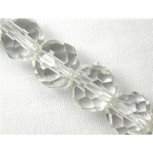 faceted round Glass Beads, clear, 6mm dia, 52pcs per st [GS-FRD-6MM-61]