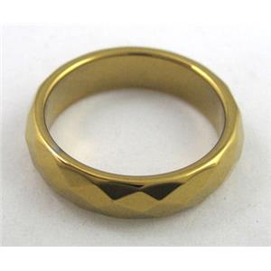 Magnetic Hematite Ring, gold, approx 19mm dia [HBCF03]