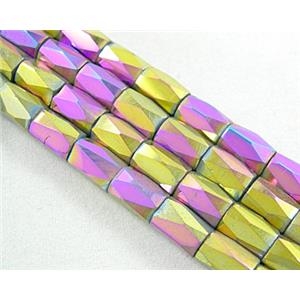 magnetic Hematite Beads, faceted tube, 5-color, 5x8mm,50pcs per st [HBFT5X8-CC5]