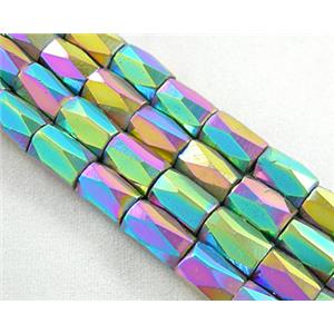 magnetic Hematite Beads, faceted tube, 7-color, 5x8mm,50pcs per st [HBFT5X8-CC7]