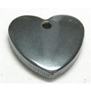 Black Hematite Heart Pendant With Hole, 20.5mm dia [HBLP002]
