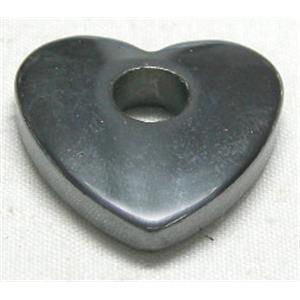 Black Hematite Heart Pendants, 20.7mm dia [HBLP009]