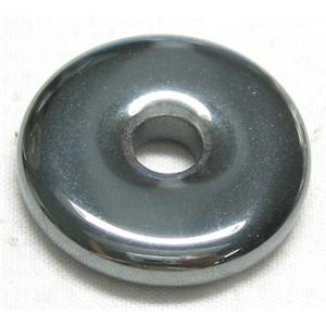 Black Hematite donut Pendant, 22mm dia [HBLP013]