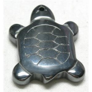 turtle charm, Black Hematite Pendant With Hole, 20x28mm [HBLP025]