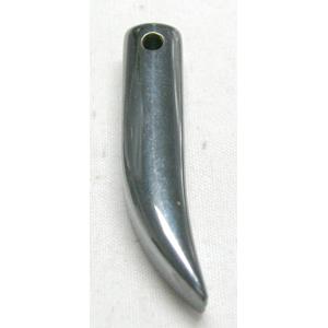 Black Hematite Horn Pendants, 6.5x30mm [HBLP028]
