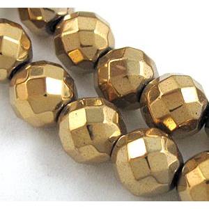 Hematite bead, no-Magnetic, gold plated, 10mm dia [HBOS012]