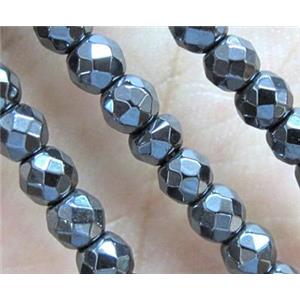 Hematite bead, no-Magnetic, faceted round, approx 3mm dia, 15 inches length [HBOS025-3MM]