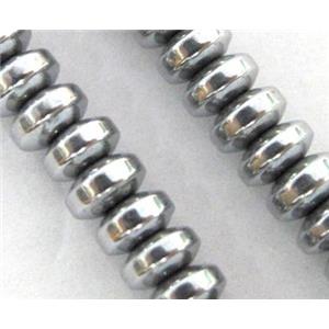 Hematite bead, no-Magnetic, rondelle, platinum plated, 3mm dia, 15.5 inches [HBOS030-3MM]