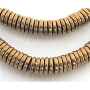 Hematite disc spacer beads, heishi, no-Magnetic, antique gold, approx 1x6mm, 15.5 inches [HBOS032-6MM]