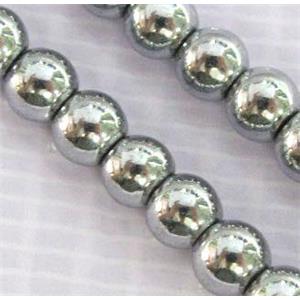 round Hematite beads, no-Magnetic, platinum electroplated, approx 6mm dia [HBOS048-6MM]