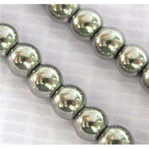 round Hematite beads, no-Magnetic, platinum electroplated, approx 4mm dia [HBOS050-4MM]