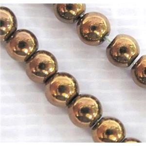 Hematite beads, no-Magnetic, brown electroplated, round, approx 4mm dia [HBOS055-4MM]