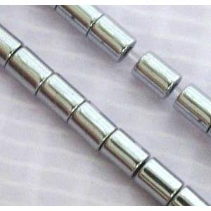 Hematite tube beads, no-Magnetic, silver electroplated, approx 2x2.5mm [HBOS062]