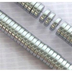 Hematite heishi beads, no-Magnetic, silver electroplated, approx 3x3x1mm [HBOS064-3MM]