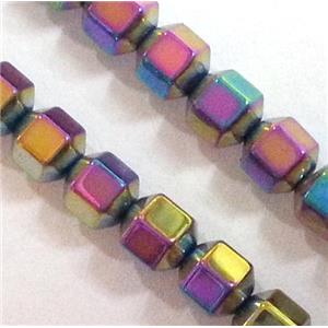 rainbow Hematite beads, no-Magnetic, faceted round, 18 face, approx 4mm dia, 15.5 inches [HBOS072]