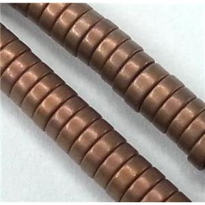 matte Hematite disc beads, heishi, no-Magnetic, coffee electroplated, approx 3x1mm, 15.5 inches [HBOS083-3MM]