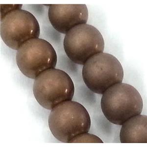 round matte Hematite beads, no-Magnetic, coffee electroplated, approx 4mm dia, 15.5 inches [HBOS091]