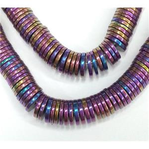 Hematite heshi bead, no-magnetic, rainbow, approx 6x1mm, 15.5 inches [HBOS100]