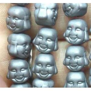 Hagnetic beads, Buddha, matte, gray, approx 8x8mm, 15.5 inches [HBOS107]