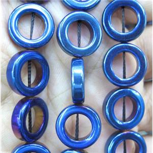 Hematite bead, ring, no-Magnetic, blue electroplated, approx 8mm dia [HBOS122-8MM]